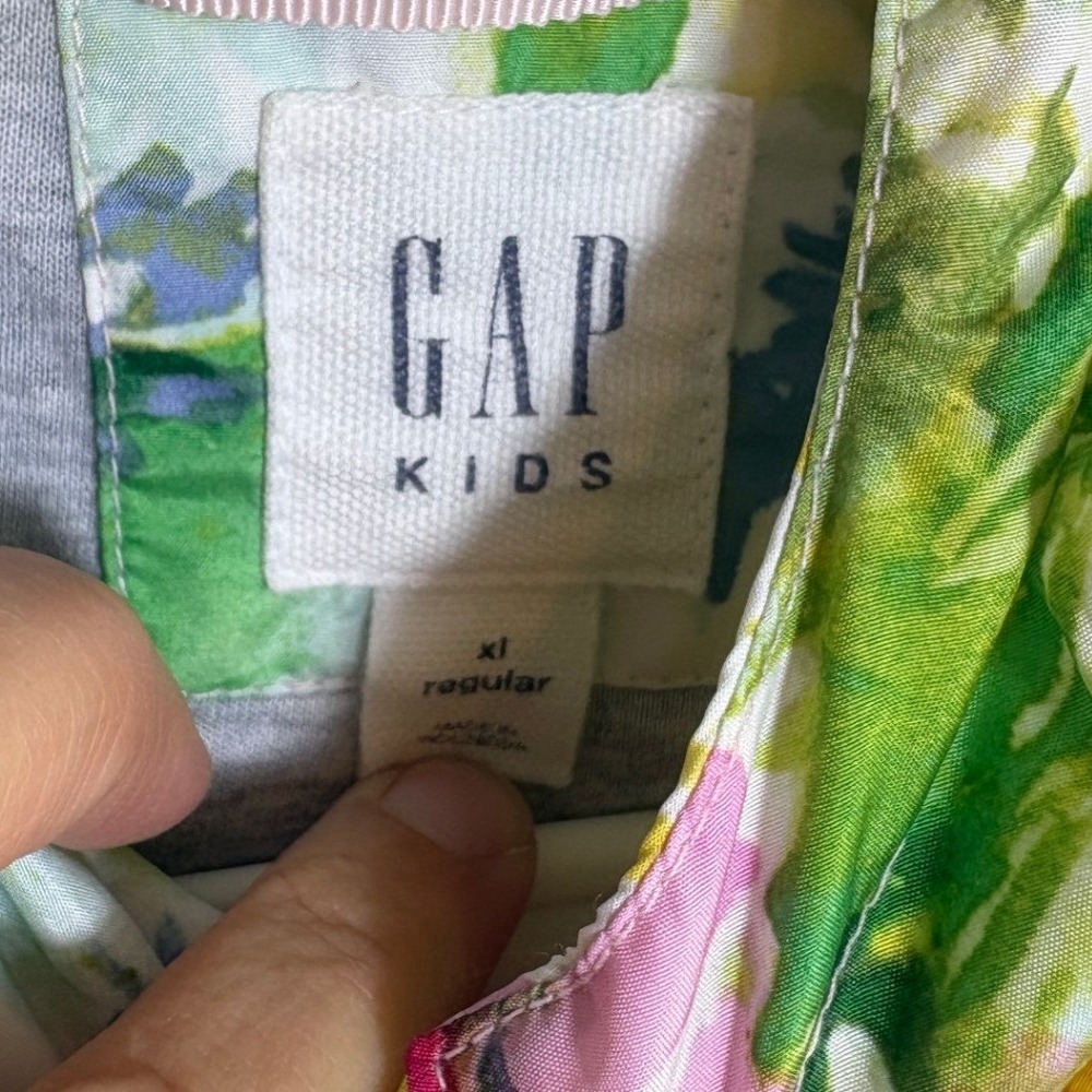 Gap Kids Floral Windbreaker Jacket Multicolor Hooded Full Zip XL‎ 12-13 Regular - Picture 5 of 9